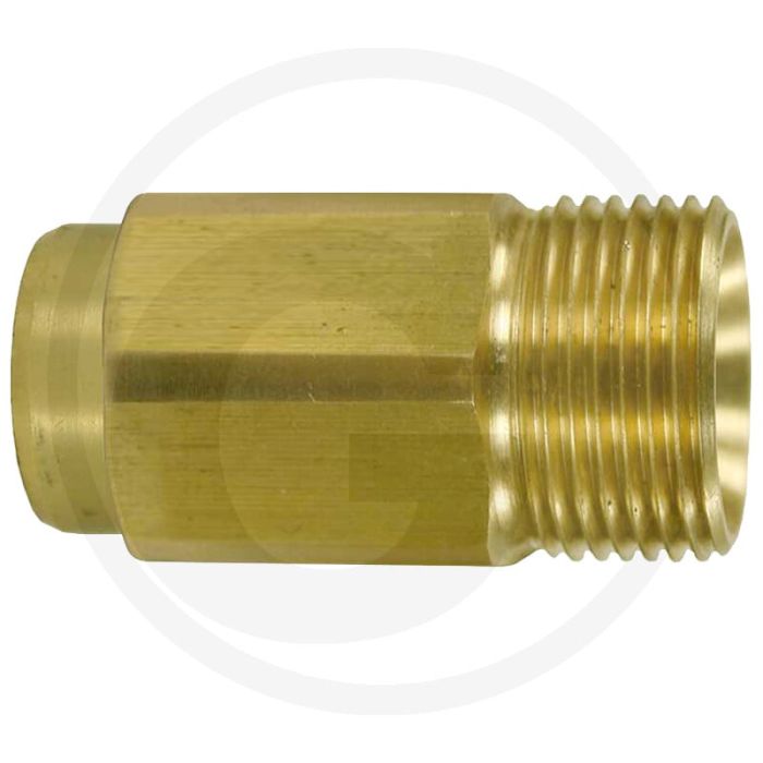 Slangadapter Messing 1/4" binnendraad M22 x 1,5 buitendraad 40mm
