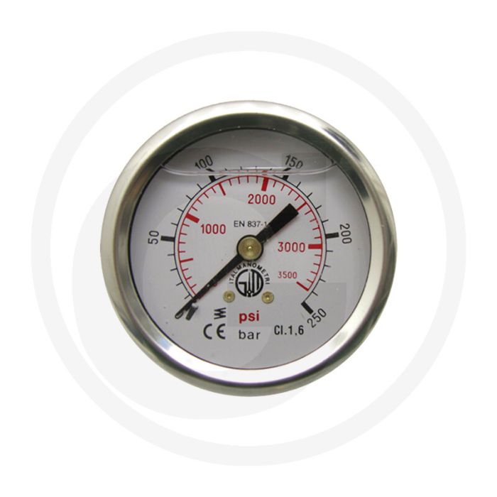 Manometers - 40mm Ø, 0-250 bar, RVS - Reinigingstechniek