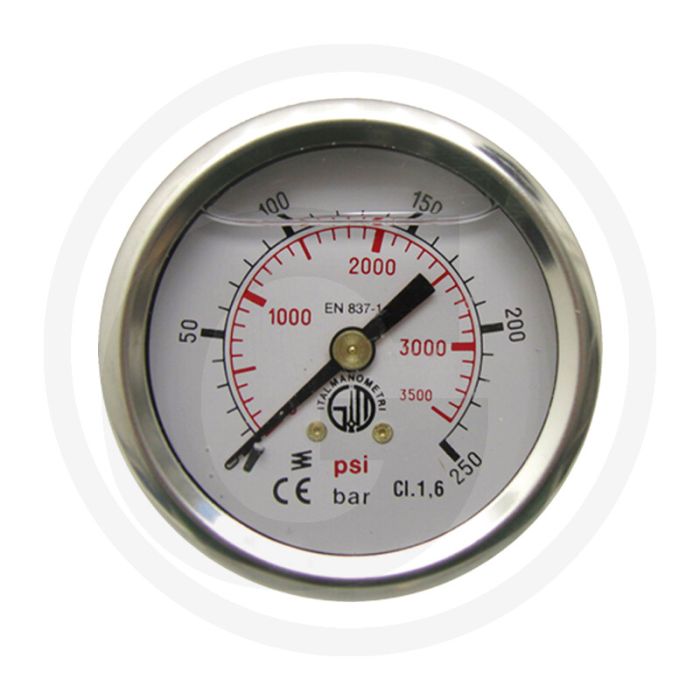 Manometers 50mm RVS 0-250 bar