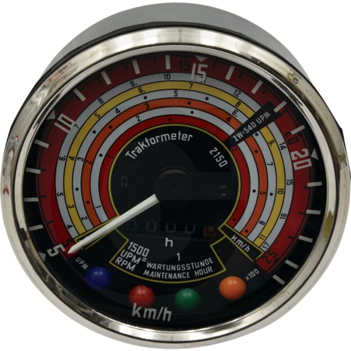 Tractormeter Ø 115 mm, 25 km/u, 2500 omw./min.