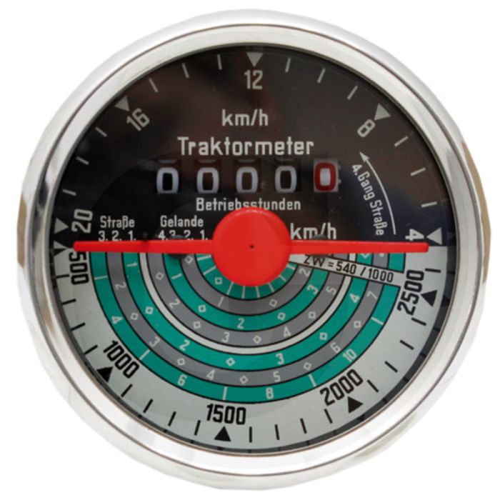 Tractormeter (Draairichting links 20 km/u  Inbouwmaat Ø: 80 mm)