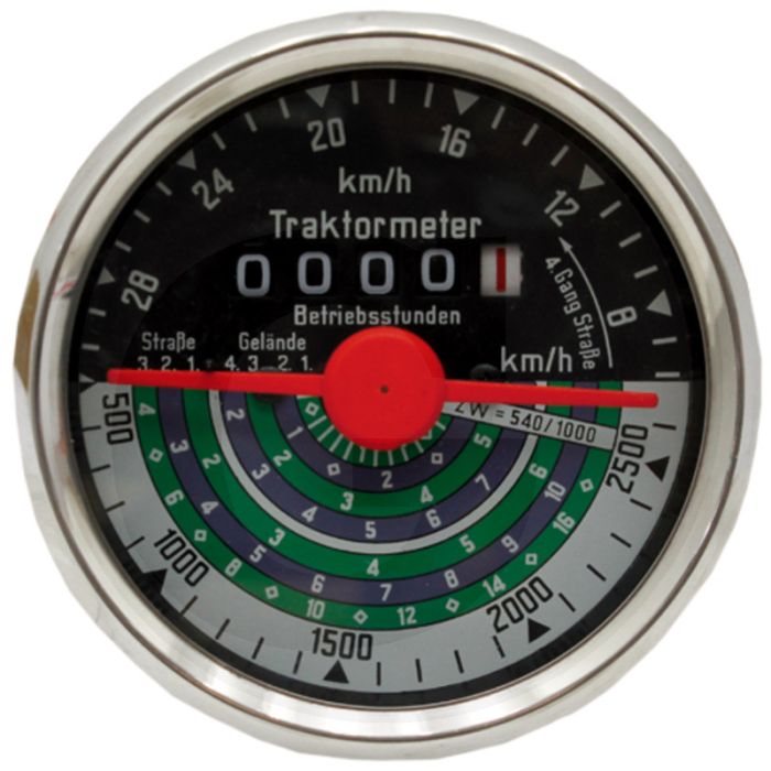 Tractormeter (Draairichting links 28 km/u  Inbouwmaat Ø: 80 mm)