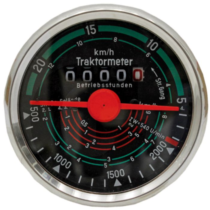 Tractormeter (Draairichting links 20 km/u  Inbouwmaat Ø: 80 mm)