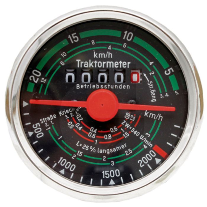 Tractormeter (Draairichting links 20 km/u  Inbouwmaat Ø: 80 mm)