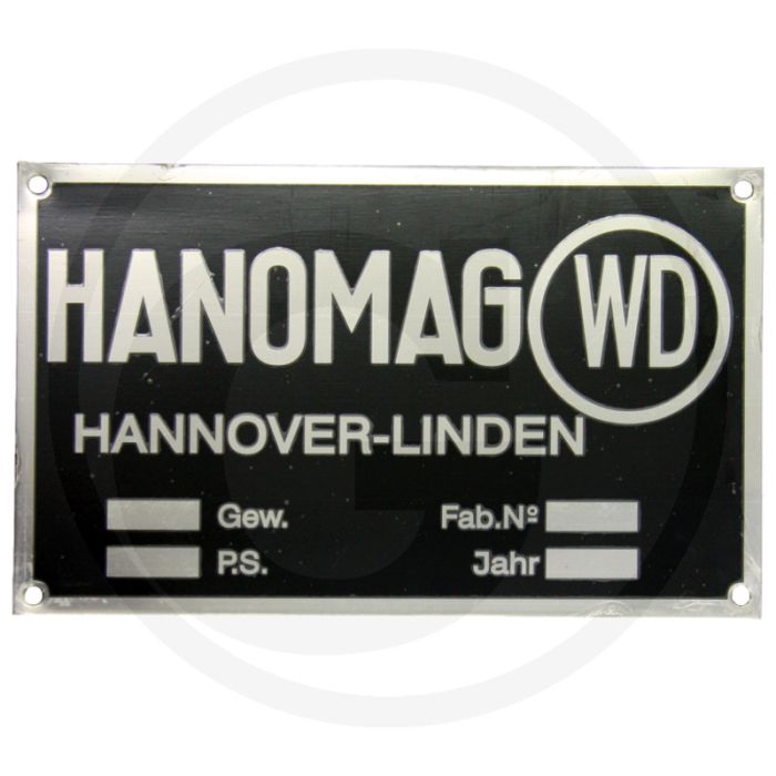 Typeplaatje (Hanomag WD) Typeplaatje (Hanomag WD)
