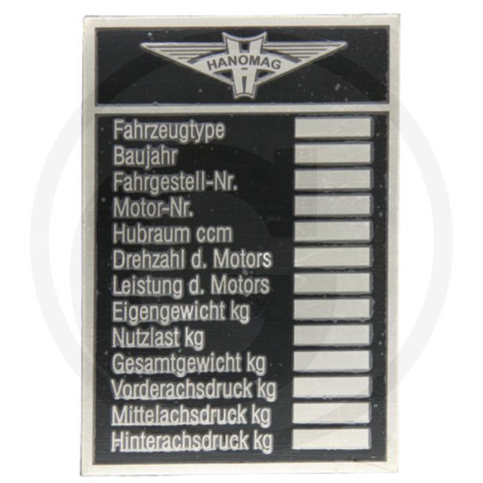 Typeplaatje (tot ca. 1940)