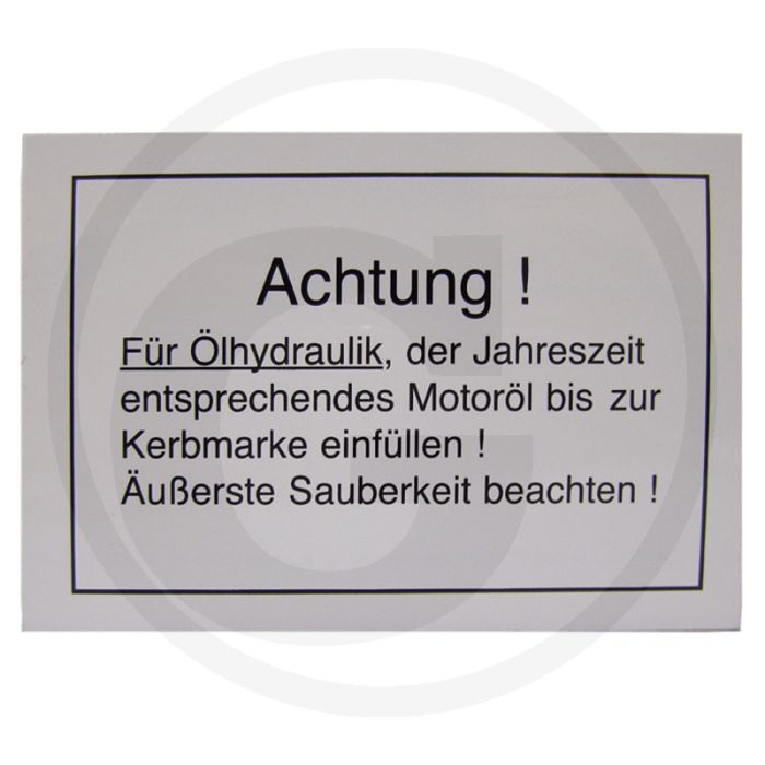Let op! Für Ölhydraulik - Uitvoering: Wit
