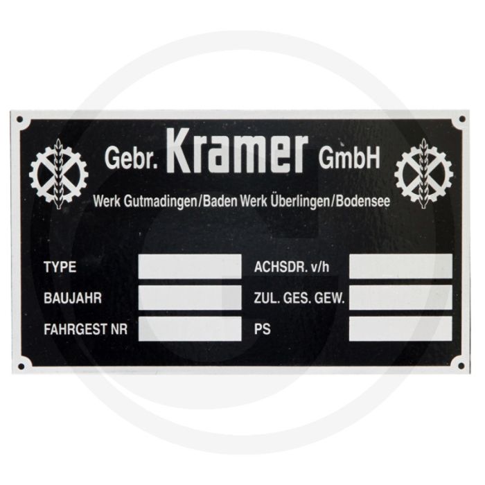 Typeplaatje - Passend voor Kramer - Opbouw - Aluminium