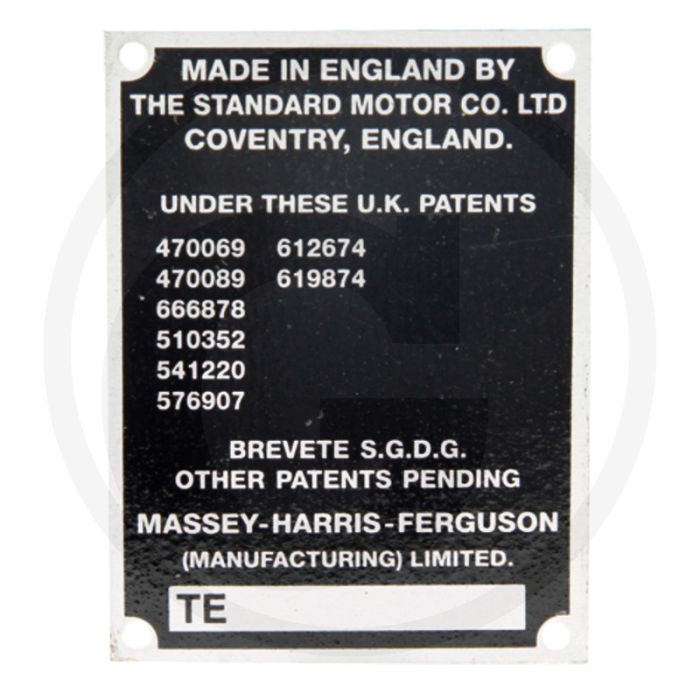 Typeplaatje - voor Massey Ferguson 135