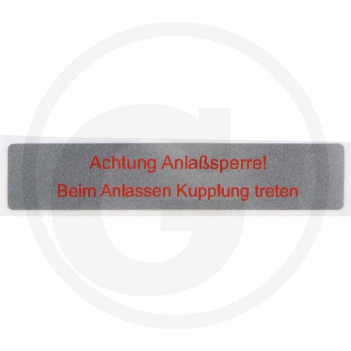 Sticker - Startblokkering Trac 1100, 1300, 1500