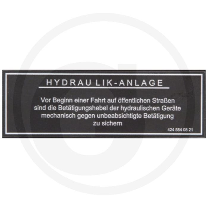 Sticker - Hydraulisch systeem, Trac 1300, 1400, 1500, 1600, 1800