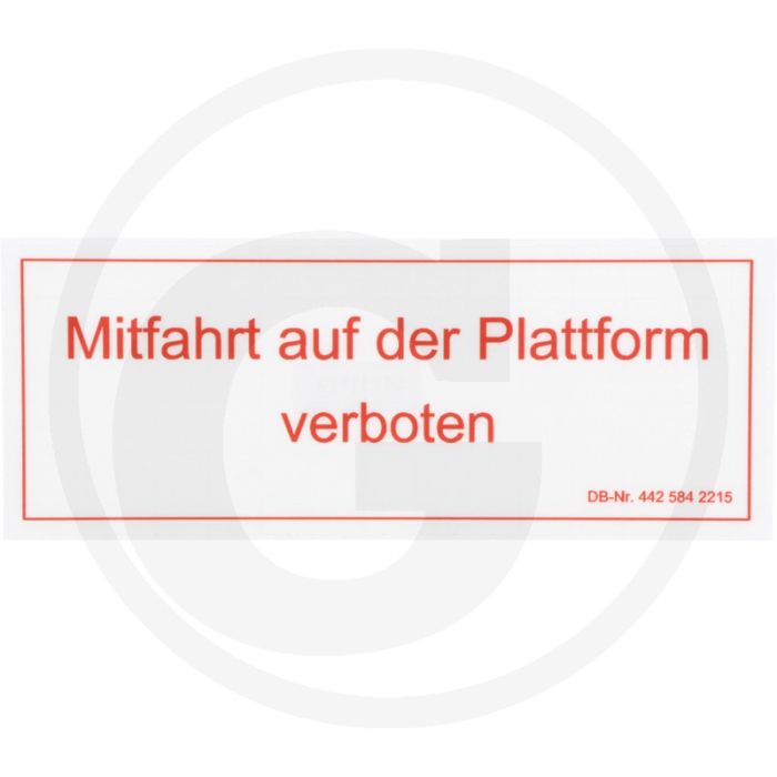 Sticker - Meerijden op platform, Trac 1300, 1400, 1500, 1600, 1800 Sticker - Meerijden op platform, Trac 1300, 1400, 1500, 1600, 1800