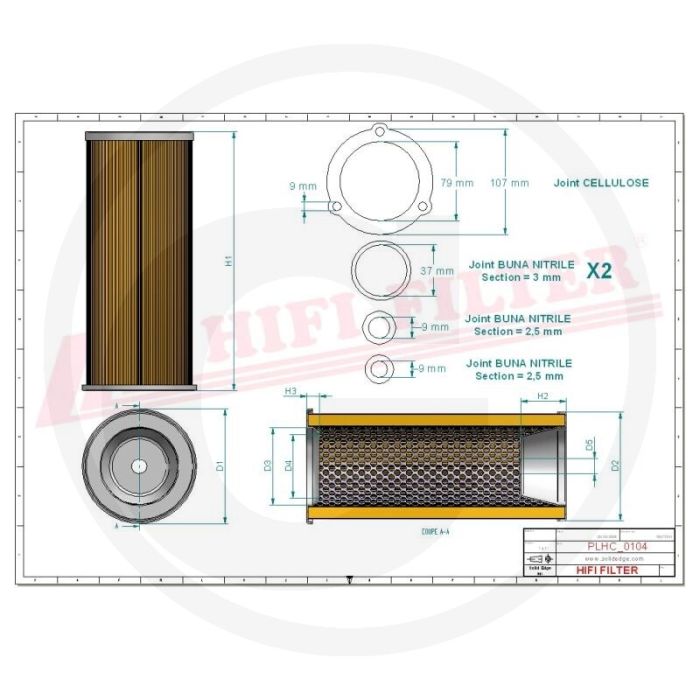 HIFI Hydrauliek- / transmissieoliefilter 73mm Ø, 158mm hoog.