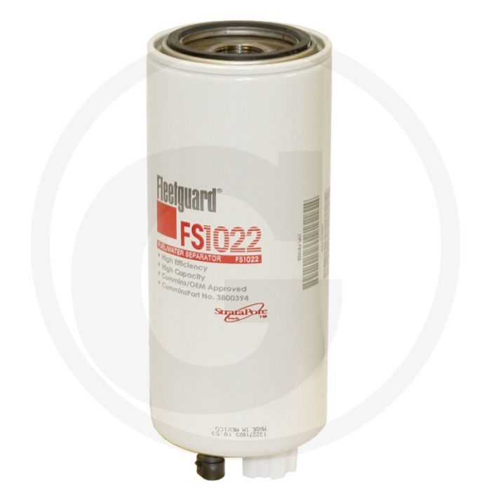 Fleetguard Brandstofvoorfilter FS1022, Ø 93,83mm, Hoogte 238,3mm, 1-14 UNS-2B Draad