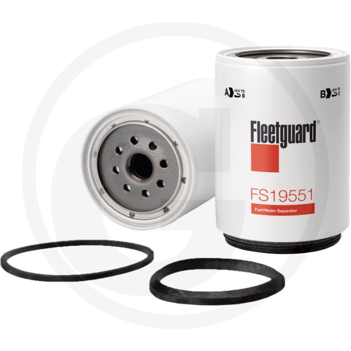 Fleetguard Brandstofvoorfilter FS19551, Ø 107,5/110,5 mm, Hoogte 157 mm, Draad 1-14 UNS-2B