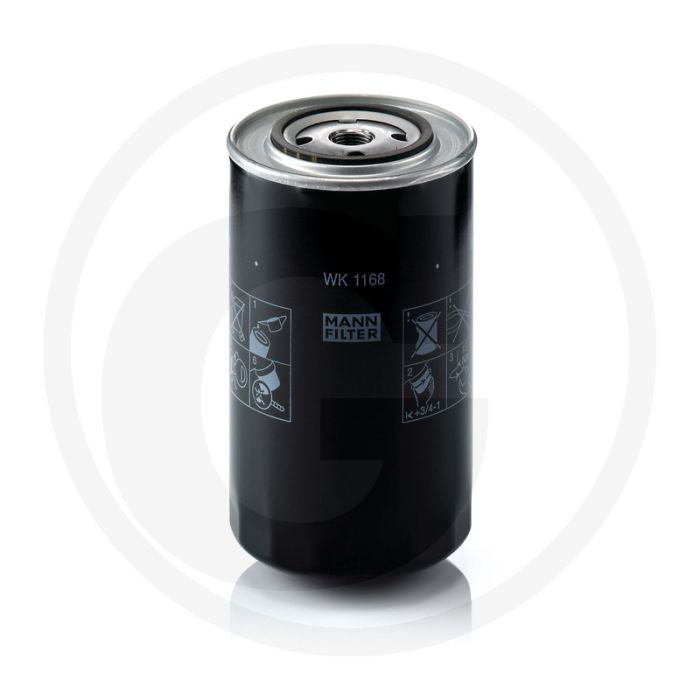 MANN FILTER Brandstoffilter WK1168, Diesel, Hoogte 186mm, Draad 3/4-16 UNF