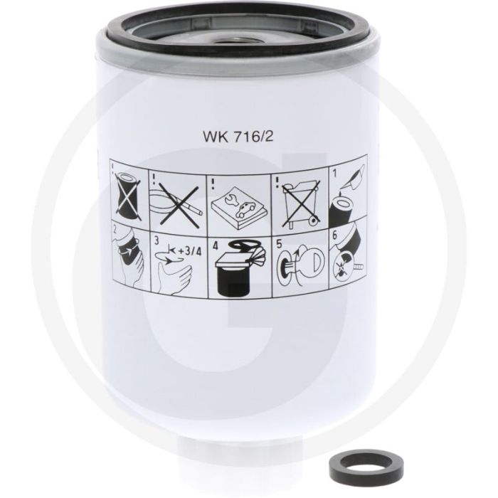 MANN FILTER Brandstoffilter WK716/2X, Ø77mm, Hoogte 130mm, M16 x 1.5 Draad