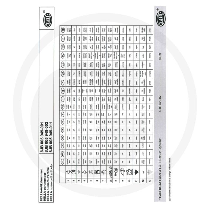 HELLA Stekkerdoos 13-polig 12V 16A Kunststof Zwart