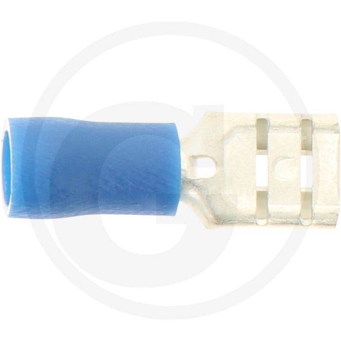 Vlakstekkerhulzen 6,3x0,8 mm blauw voor kabels 1,5-2,5 mm² gedeeltelijk geïsoleerd