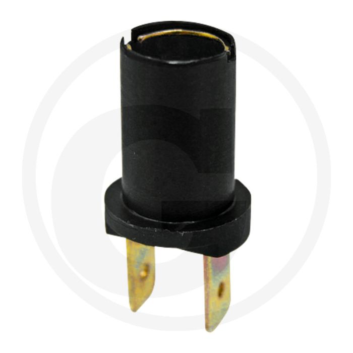 Fitting BA9s lang, 2 polen, kunststof/metaal, Ø12mm, hoogte 32mm