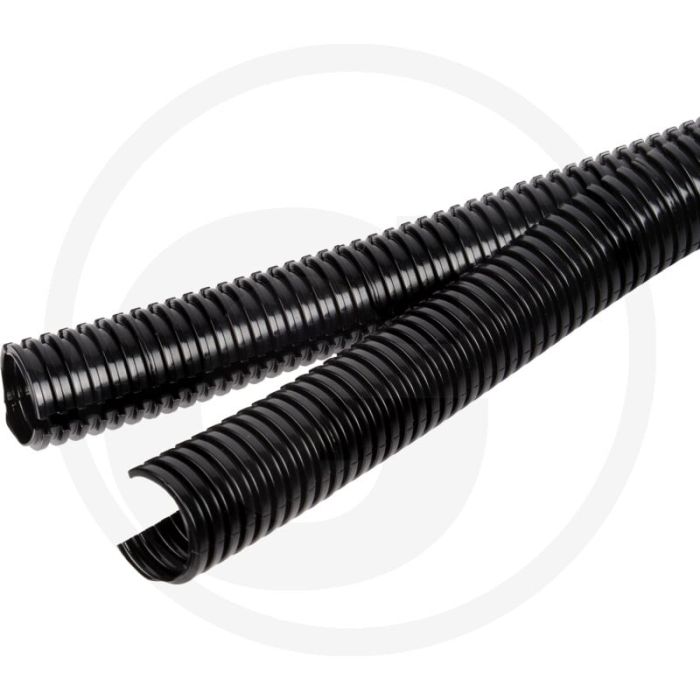 Mtr. Gegroefde buis 2-delig NW 20mm Zwart Polyamide6 Ø25,7mm Rollengte 50m