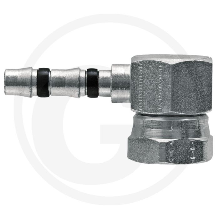 Manuli Koppeling 90° kort IG 1”-14-UNS 08 DN10 Gr.8 (13/32”) F-aansluiting