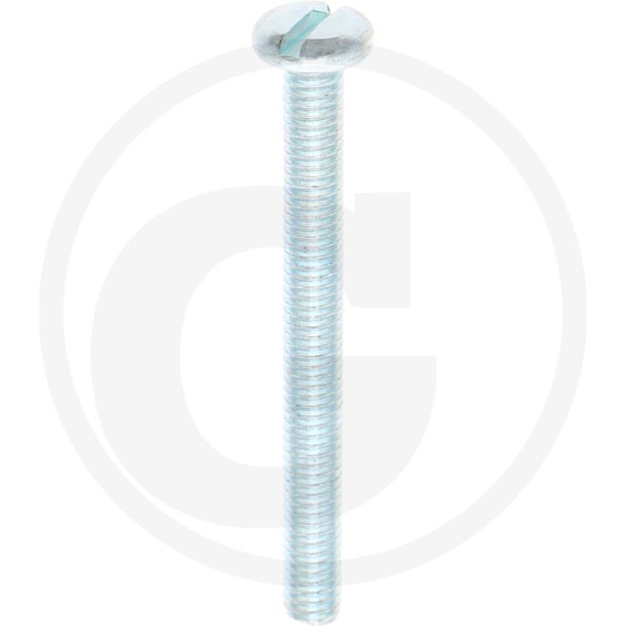 VPE200 pancilinderkopschroef M4x40 DIN85 staal 4.8 gegalvaniseerd zaagsnede