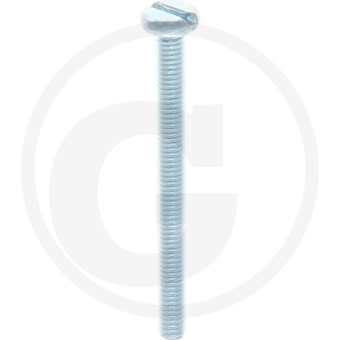 VPE200 pancilinderkopschroef M4x45 DIN85 staal 4.8 gegalvaniseerd zaagsnede