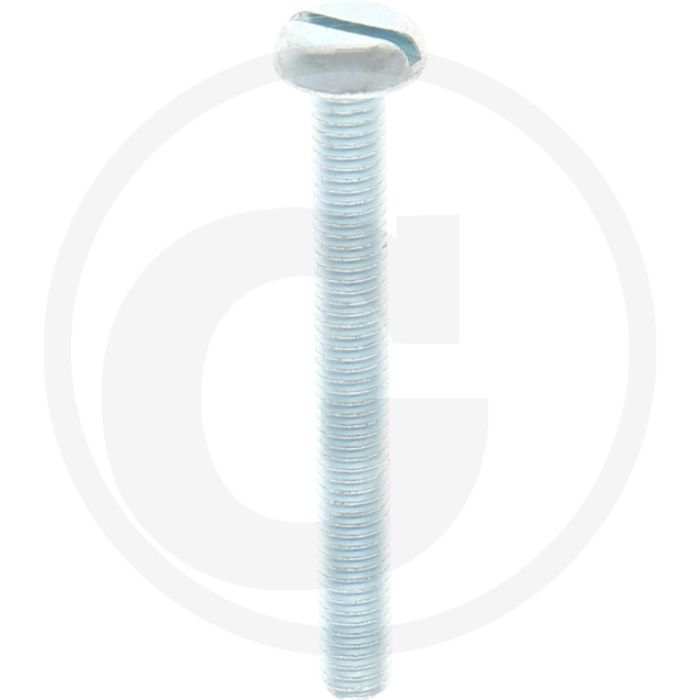 VPE200 pancilinderkopschroef M5x45 DIN85 staal 4.8 gegalvaniseerd zaagsnede