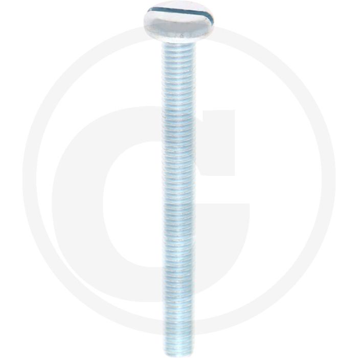 VPE200 pancilinderkopschroef M5x50 DIN85 staal 4.8 gegalvaniseerd zaagsnede