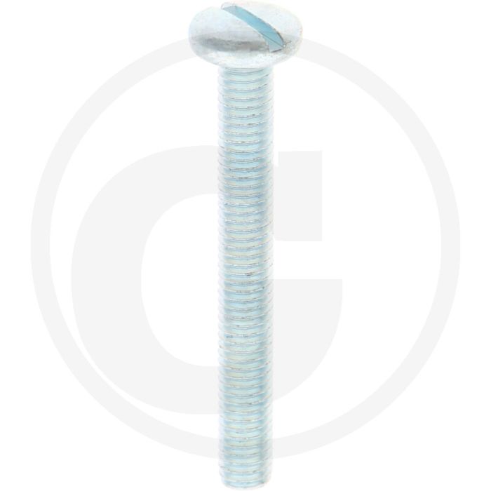 VPE200 pancilinderkopschroef M6x50 DIN85 staal 4.8 gegalvaniseerd zaagsnede