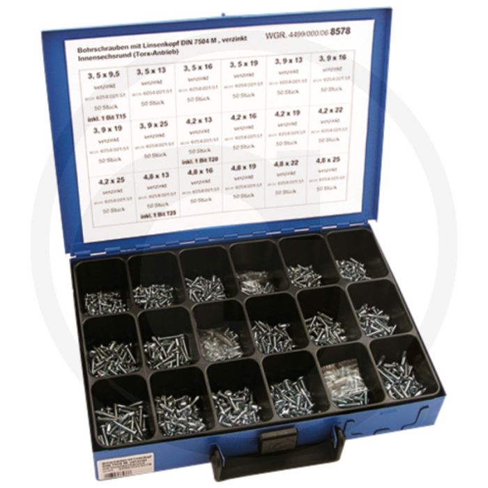 Assortiment plaatschroeven zelftappend (met bolle kop en binnenzeskant)