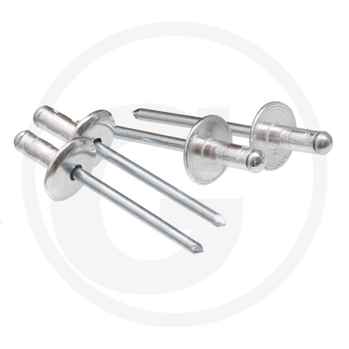 VPE500 blindnieten met grote kop 4,0x9,5 AL/ST klembereik 1,2-6,4 mm