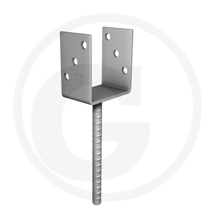 Pollmann Paalhouder 91 mm U-vorm thermisch verzinkt 200 mm hoog