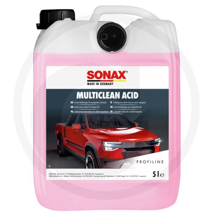 SONAX MultiClean acid 5 liter – Krachtige zure reiniger voor roest, kalk en cementsluier