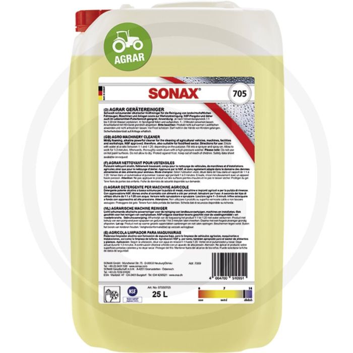 SONAX AGRAR machinereiniger 25L laagschuimende krachtige alkalische reiniger