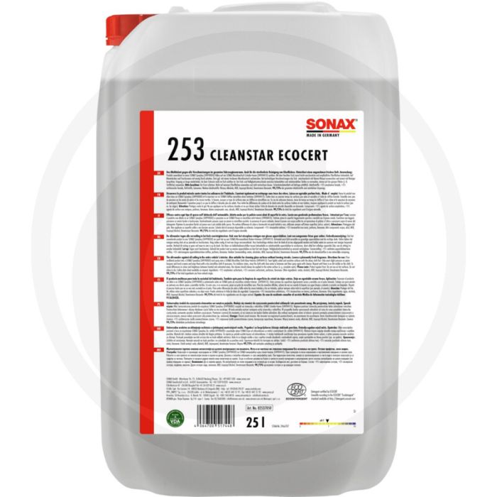 SONAX CleanStar Ecocert 25l – Universele interieurreiniger, streeploos & fris geurend