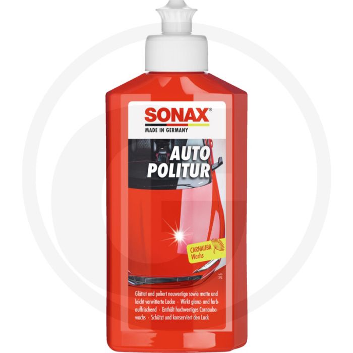 SONAX Auto polijstmiddel 250 ml met carnaubawas voor langdurige glansbescherming