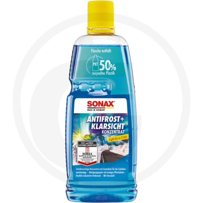 SONAX antivries + helder zicht concentraat 1L blauw, onverdund tot -60°C, citrusgeur