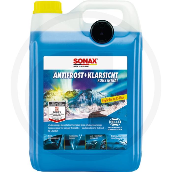 SONAX antivries + helder zicht concentraat 5L jerrycan, tot -60°C, blauw, citrus geur