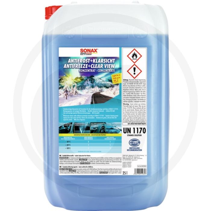 SONAX antivries + helder zicht concentraat – 25L jerrycan, blauw, citrusgeur