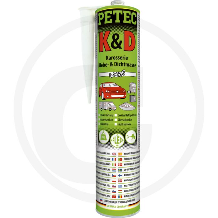 PETEC Verbindungstechnik Afdichtmiddel (K&D Karosserie Klebe- und Dichtmasse, Weiß, 310 ml)