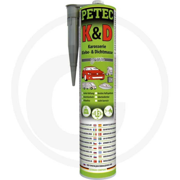 PETEC Verbindungstechnik Afdichtmiddel (K&D Karosserie Klebe- und Dichtmasse, Grau, 310 ml)