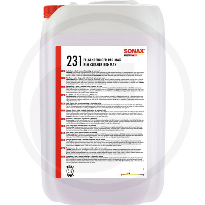 SONAX Velgenreiniger "Red Max" – Professionele reiniger, 25 liter jerrycan