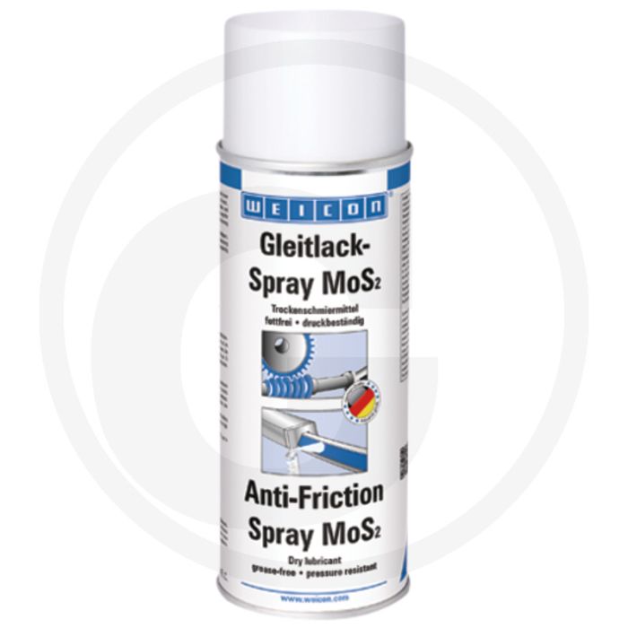 WEICON Glijlakspray MoS2 Droog Smeermiddel, Antraciet Zwart, Inhoud 400 ml