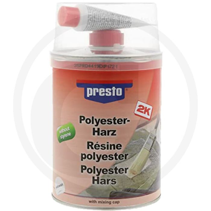 Presto Polyesterhars "styreenvrij" 1000g – Voor metaal, hout, beton en glasvezel toepassingen