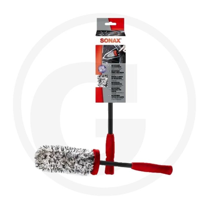 SONAX Microvezel velgenborstel – lange steel, krasvrij, antisliphandgreep, voor alle velgsoorten