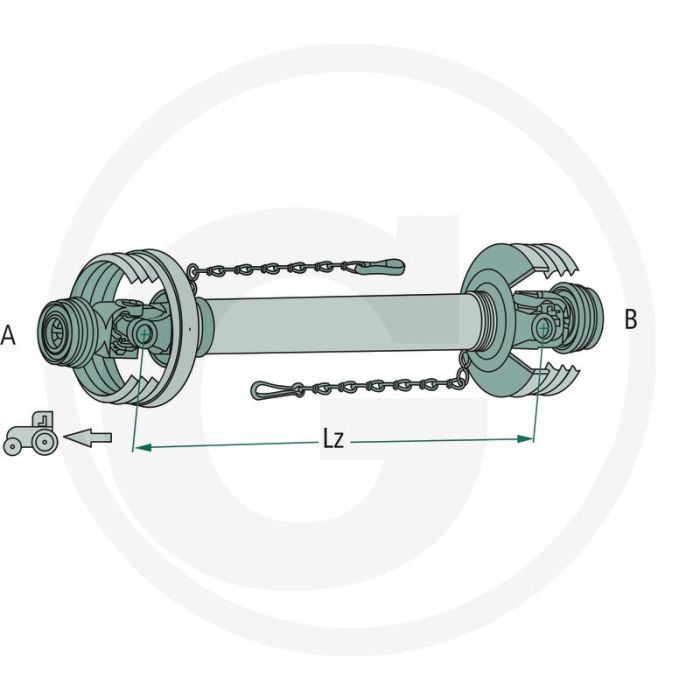Walterscheid Aftakas, grootte: 400E, lengte: 710 mm, Freilauf rechtsdrehend F5/1R