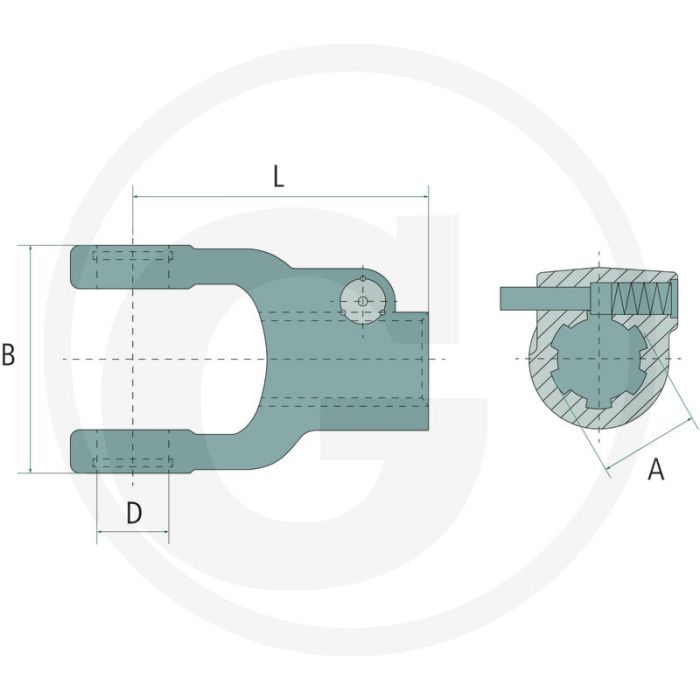 Walterscheid Aansluitgaffel 1 3/4" 20 spline 2200-serie