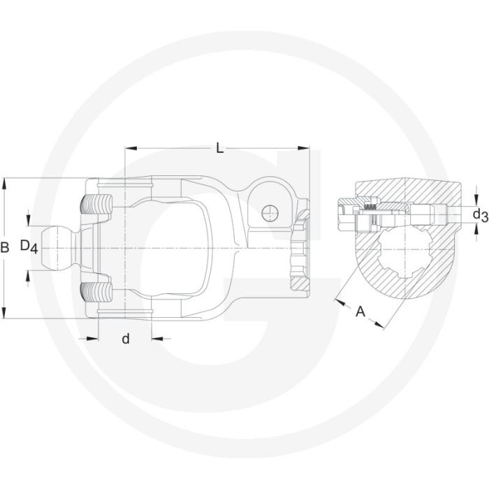 Walterscheid Aansluitgaffel 1 3/8" (21) | L 112 mm | D 32 mm | Met klemconus (CC)